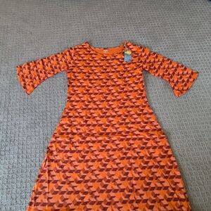 Svaha Orange and Brown Geometric Dress